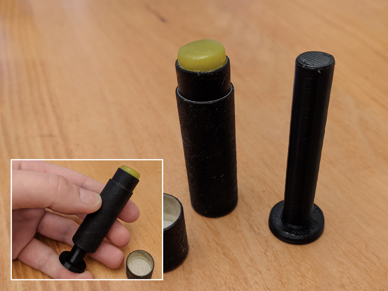 Lip balm tube push rod