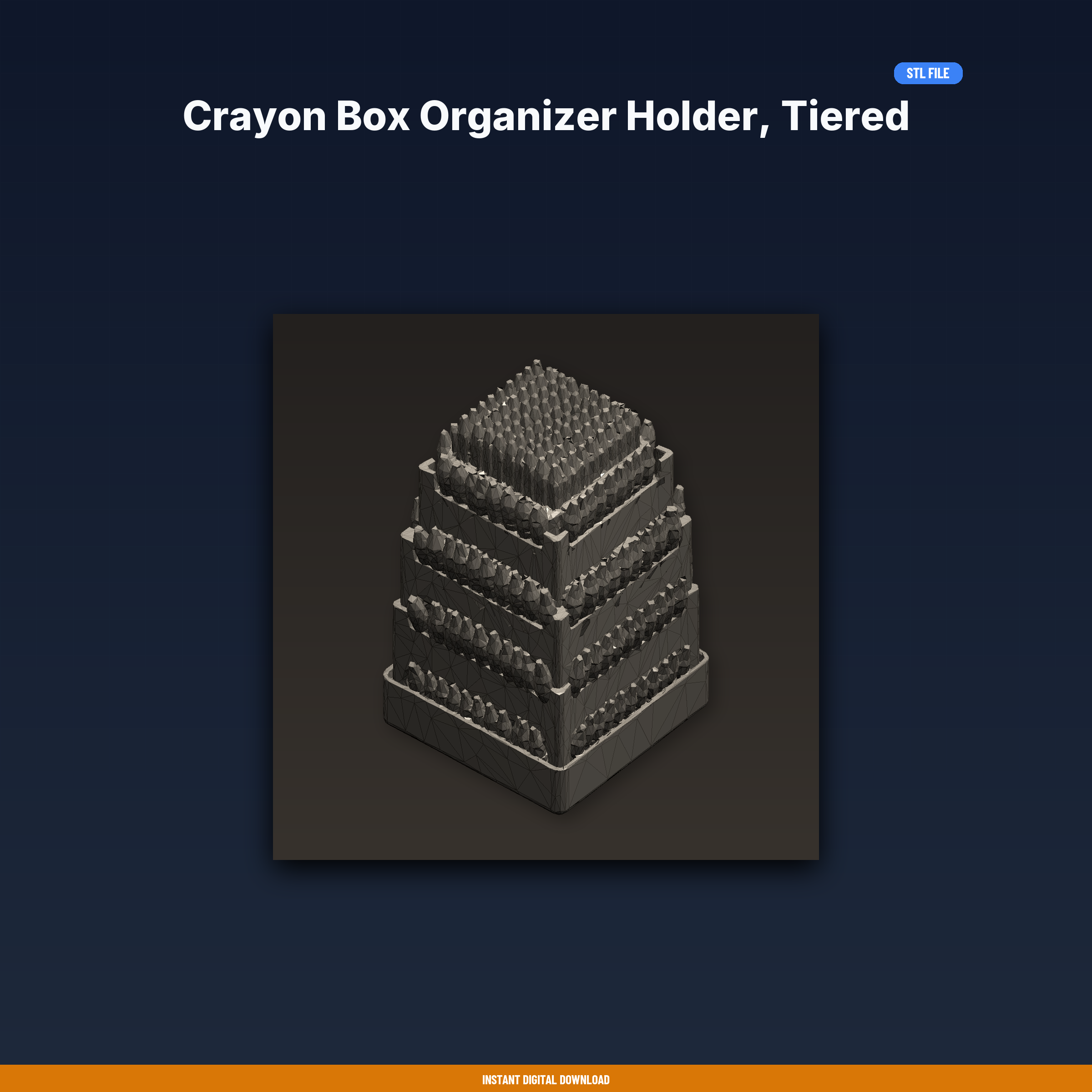 Crayon Box Organizer Holder, Tiered Display, Easy Access, Art Supplies - 3D Printable STL File