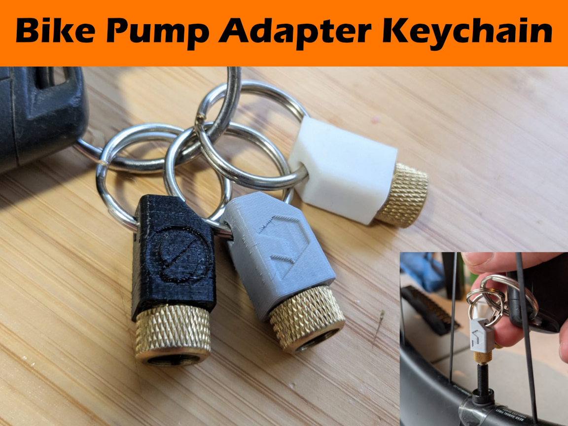 Bike Pump Adapter Keychain Holder | Presta to Schrader (AV to SV) Valve Mount | 3D Print – 3 Versions