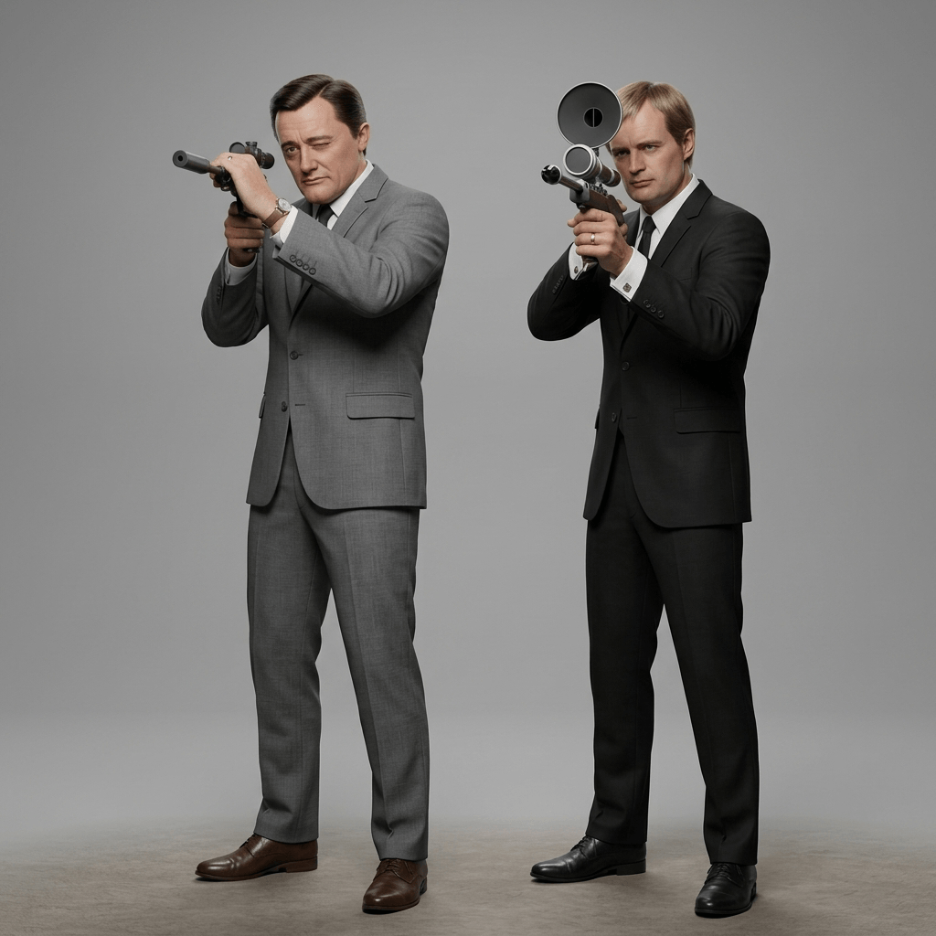 The Man From U.N.C.L.E. - Napoleon Solo (Robert Vaughn) and Illya Kuryaki (David McCallum) Rifles - 1964-1968
