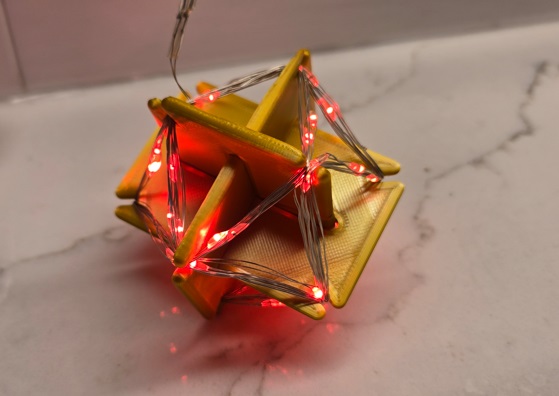 A D20 Style Tree Ornament with LED Lights