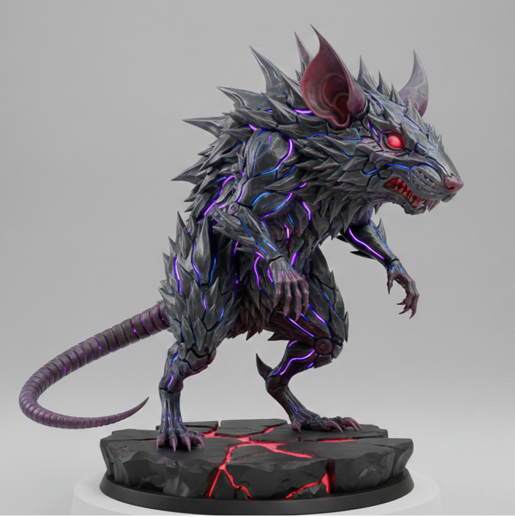 Rune-Scarred Rat Beast Miniature (Lava Base)