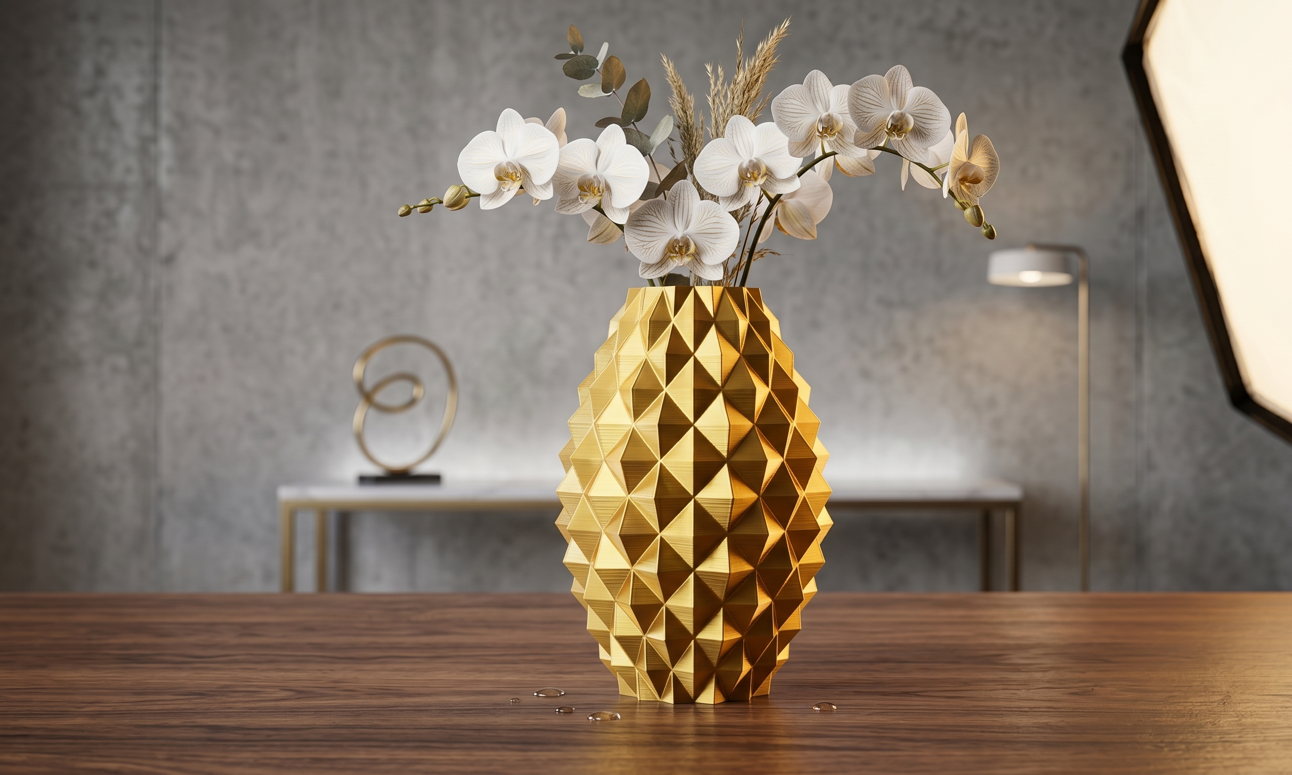 Geometric Gold 3D Printed Vase