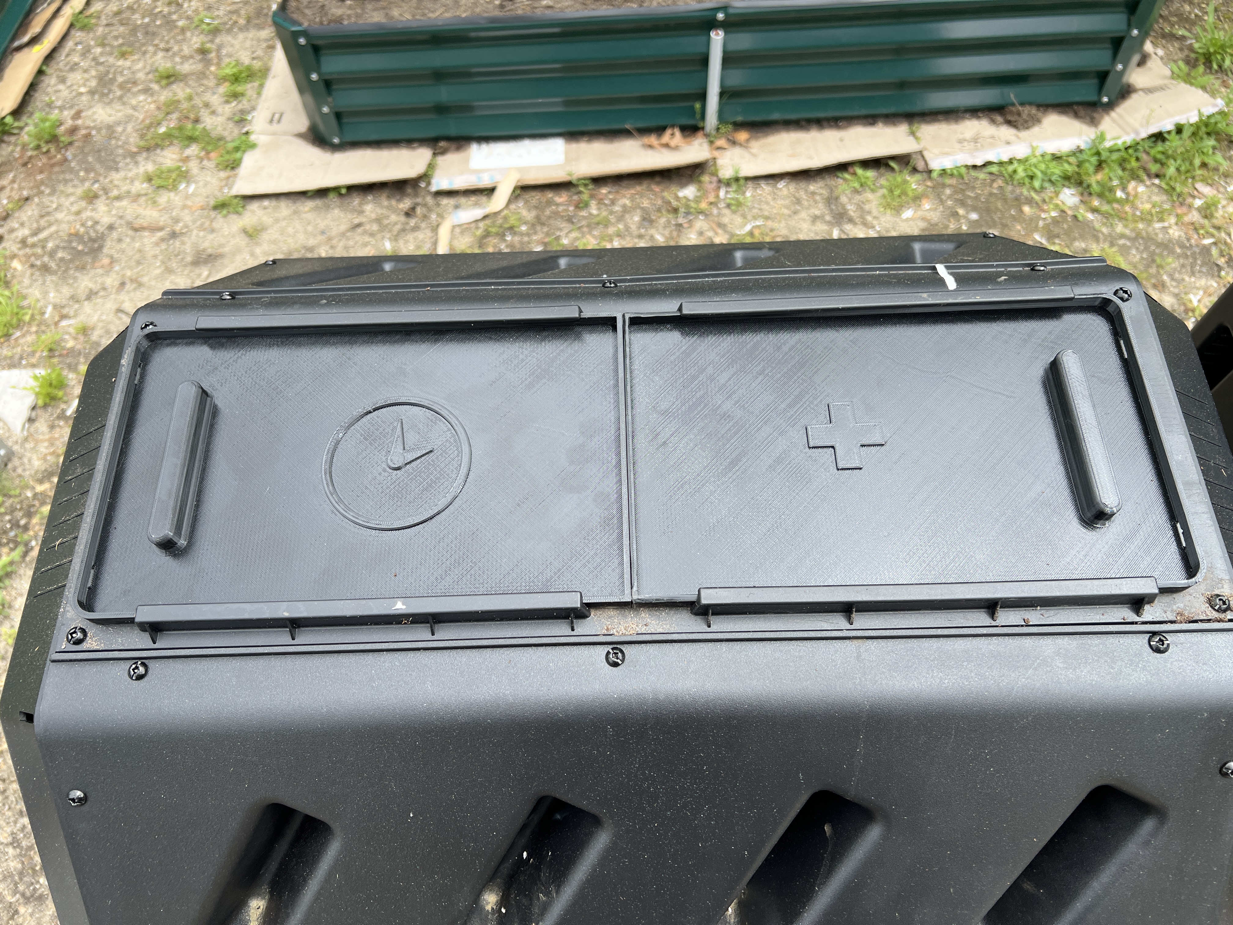 FCMP 37 gallon composter separate plus and clock door