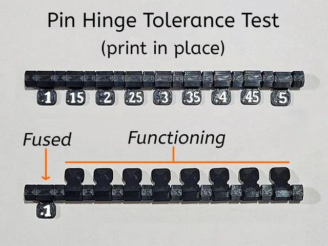 Pin Hinge Print-in-Place Tolerance Test - PIP - 2 Versions