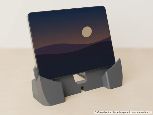 Unfolded iPhone Duo Stand – Holds Only the Corners, Landscape + Portrait, Cable Window