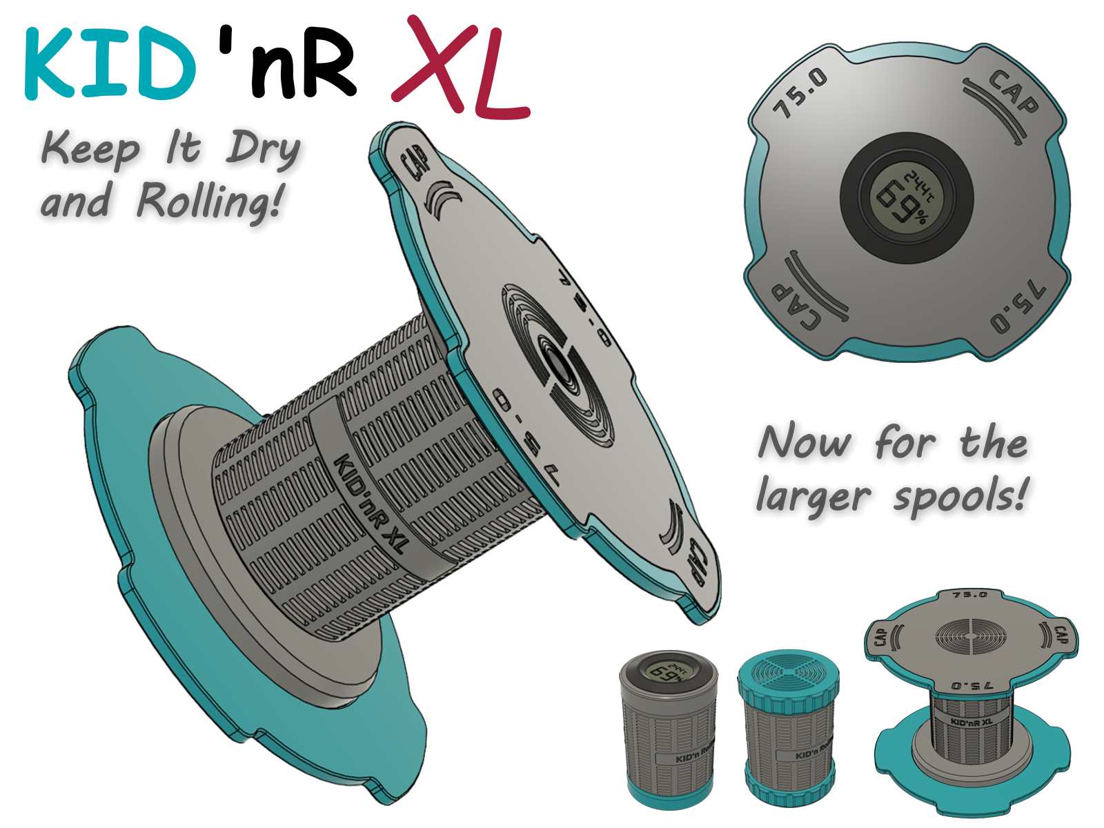 KID'nR  XL - Keep It Dry ... and Rolling for the Larger Diameter Spools! (Silica Gel Box)