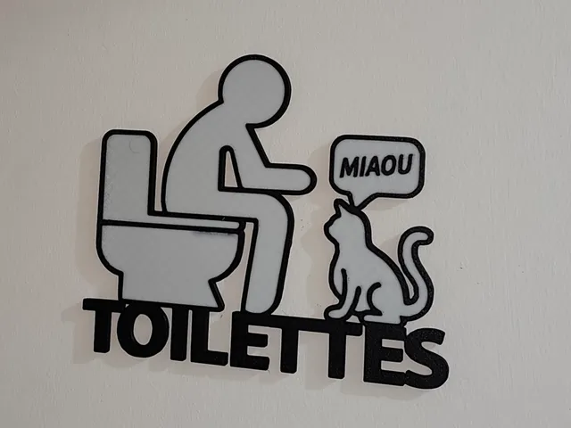 Panneau de porte WC avec chat – « MIAOU »