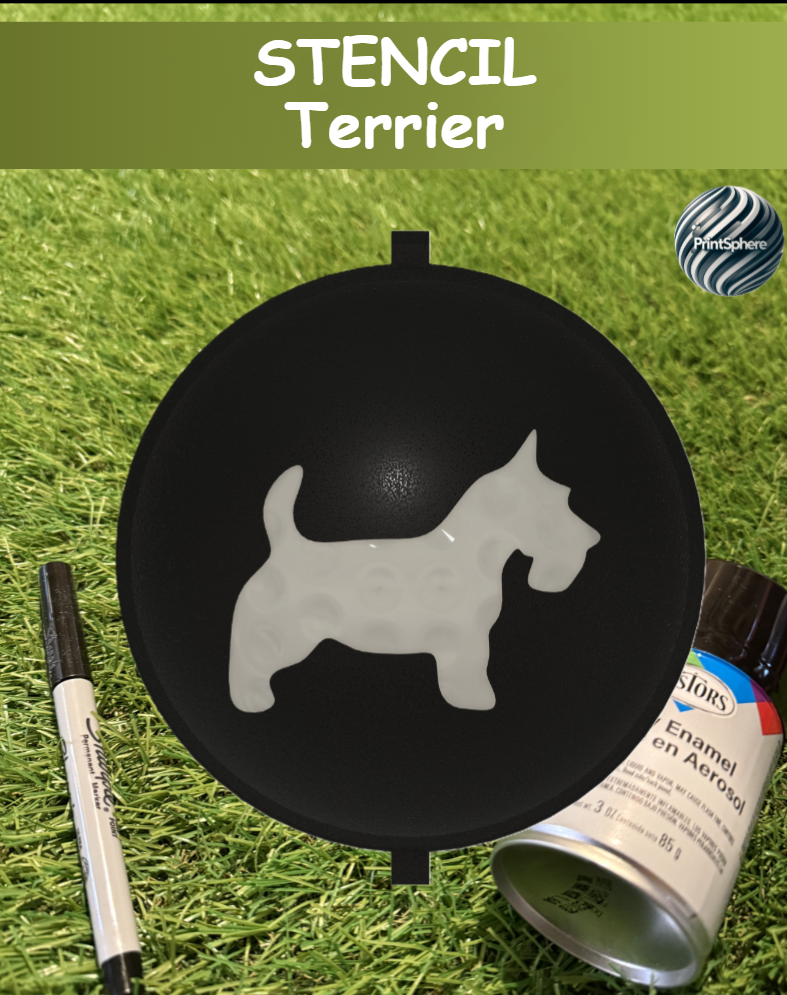 Golf - Golf Ball Stencil - Insert - Dog - Terrier - Marker