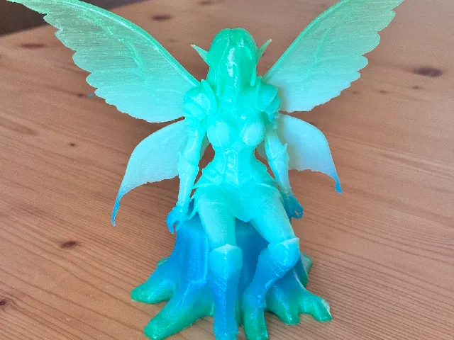 Sitting Armored Fairy on Tree Stump