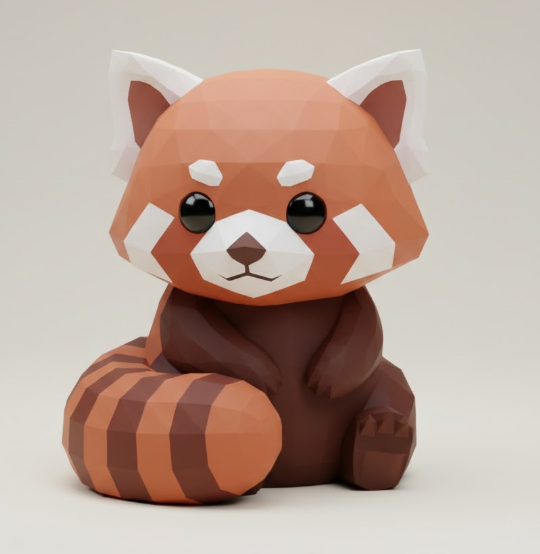 low poly red panda