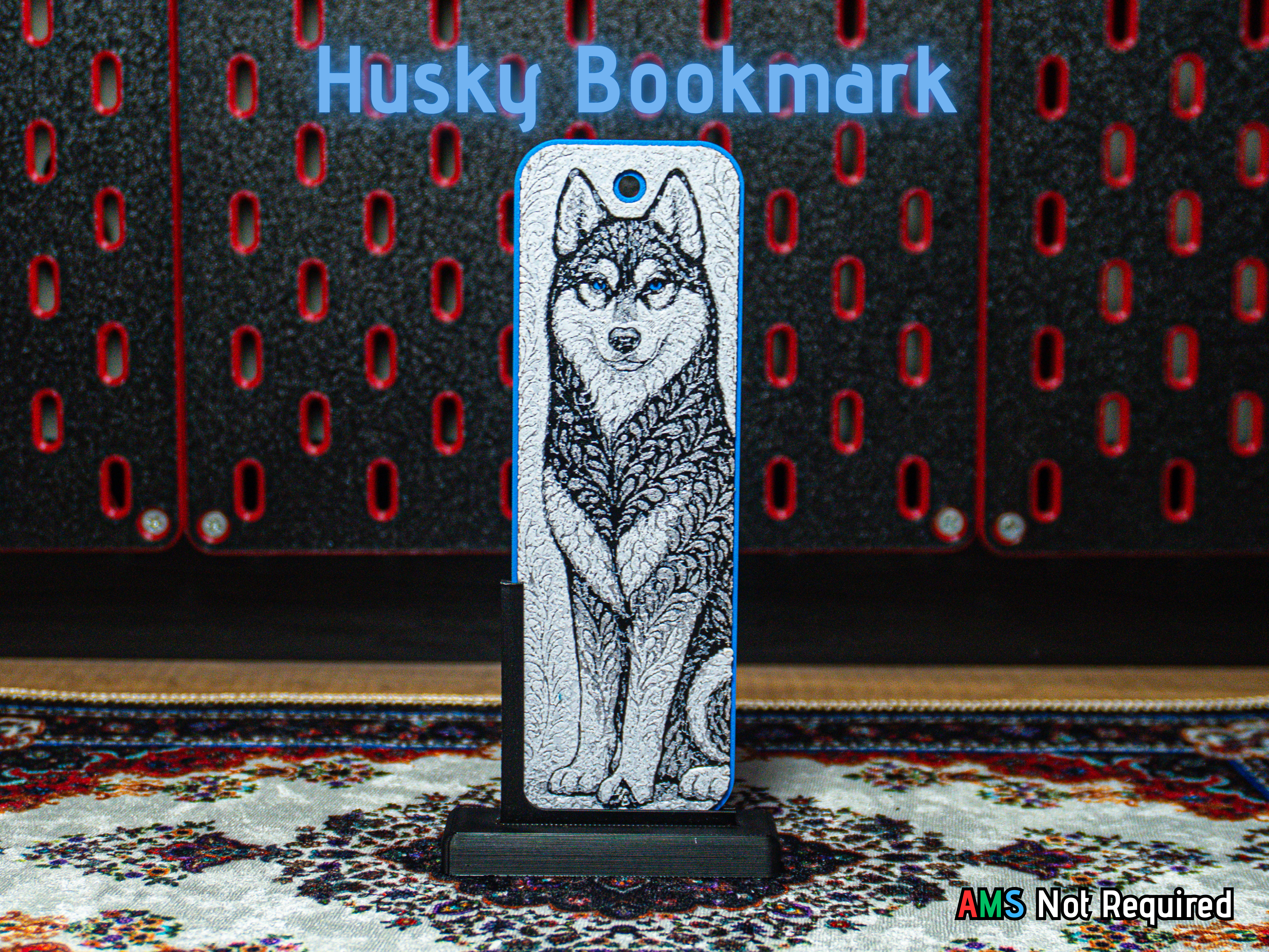 Ornamental Dog (Husky) - Hueforge Bookmark