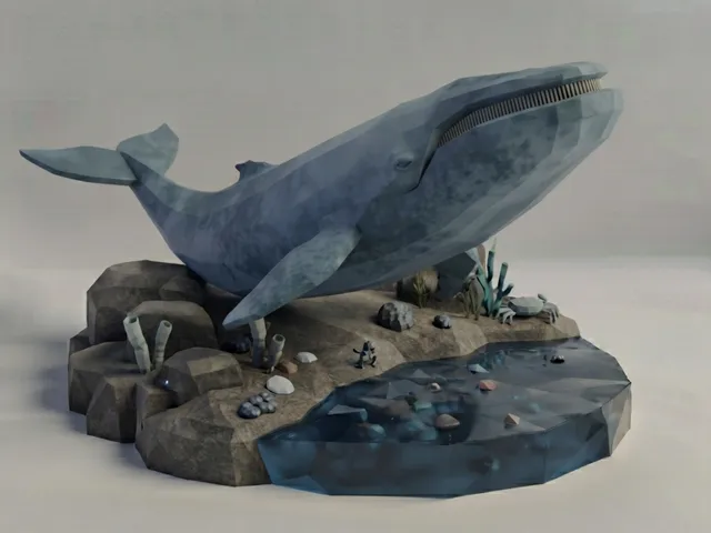 Low Poly Blue Whale
