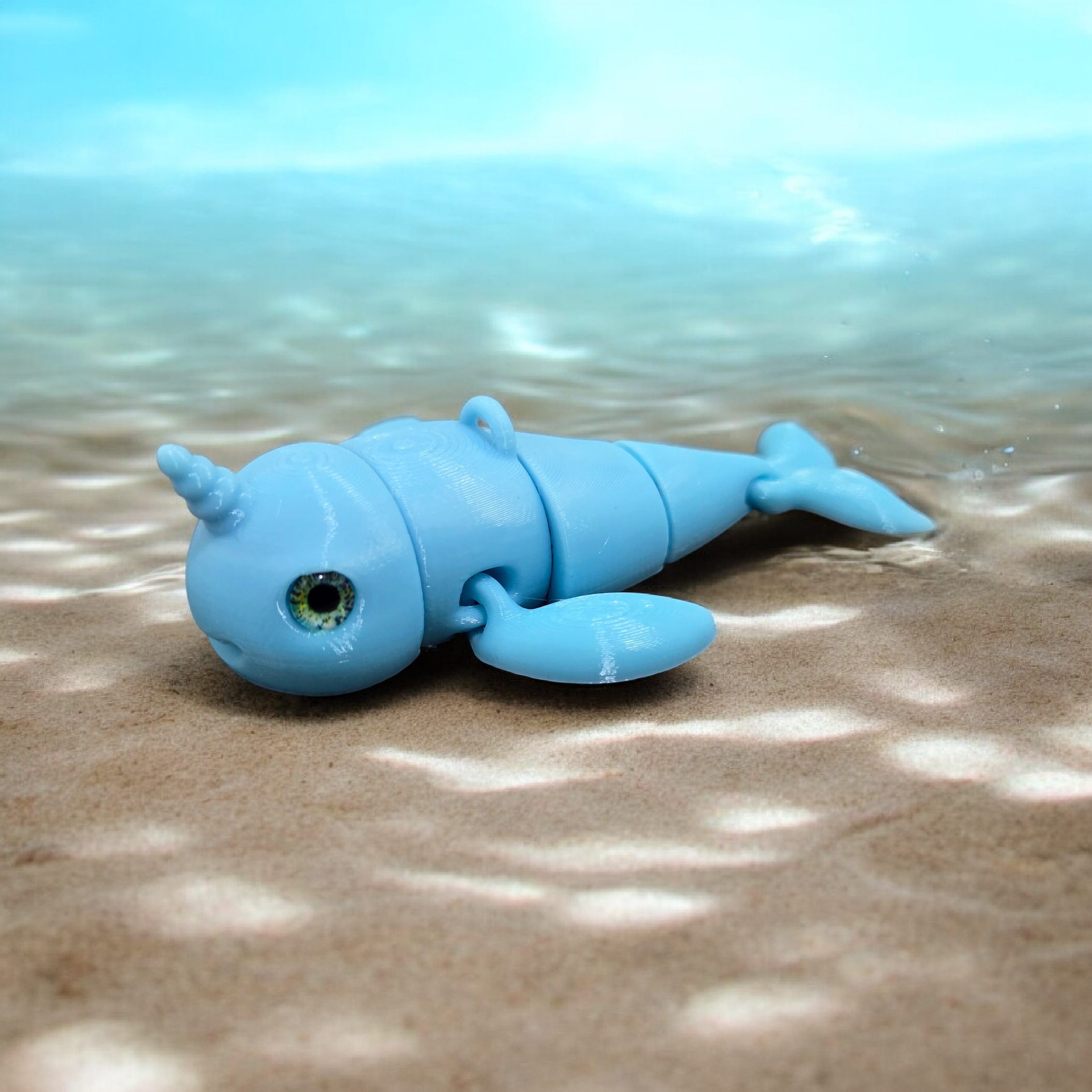 Narwhal Articulated Keychain - 6mm glass eye compatible