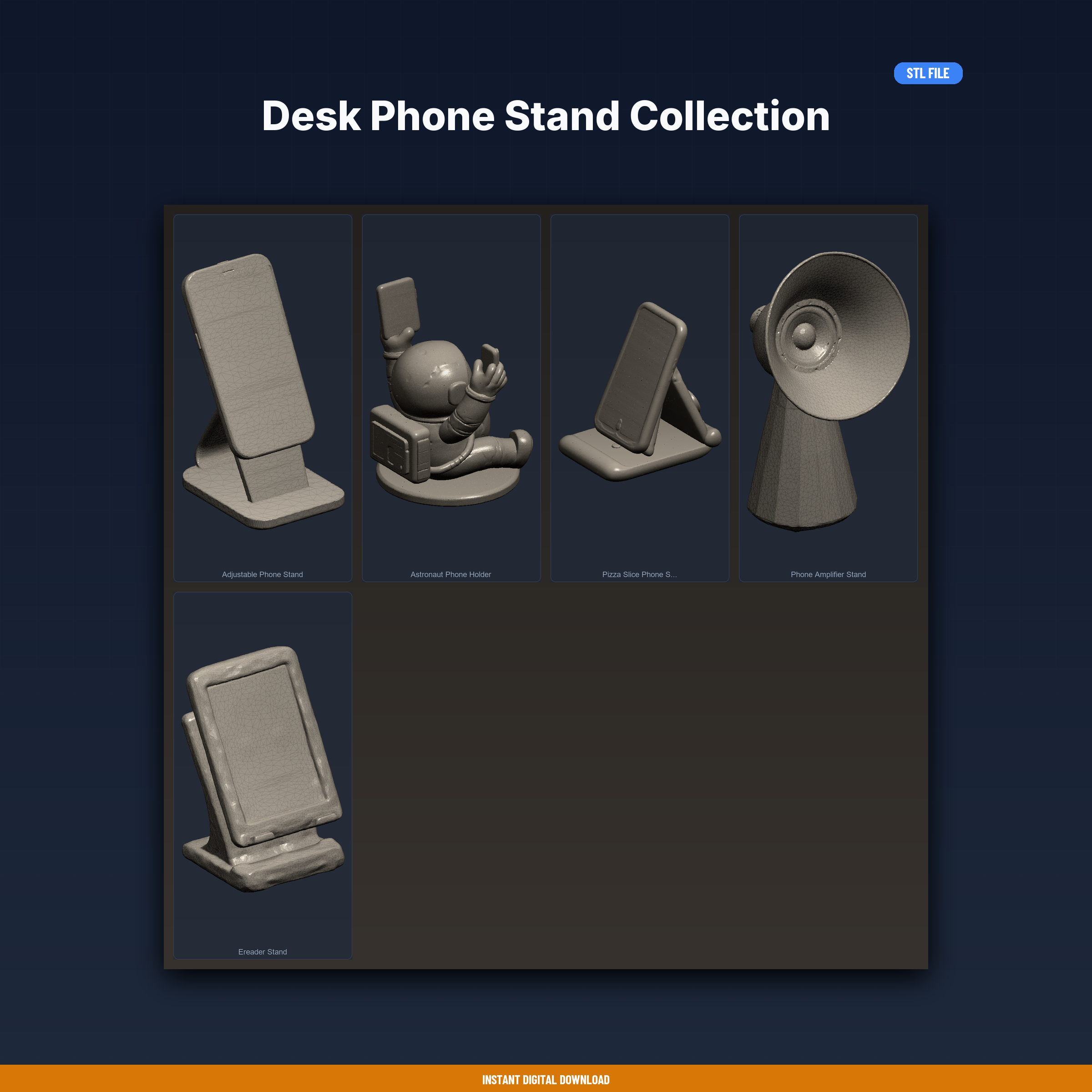 Desk Phone Stand Collection - 5-Model STL Bundle