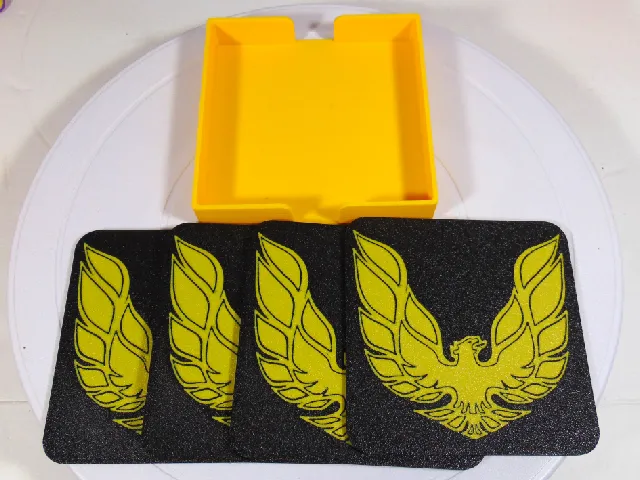 Trans-Am Firebird Coaster Set Square With Holder 100mm Pontiac Trans Am