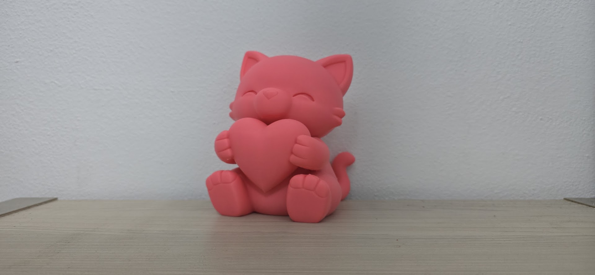 Cute Valentine Kitty Cat with Heart Statue