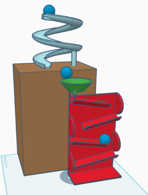 2 Part marble run spiral and drop with ball