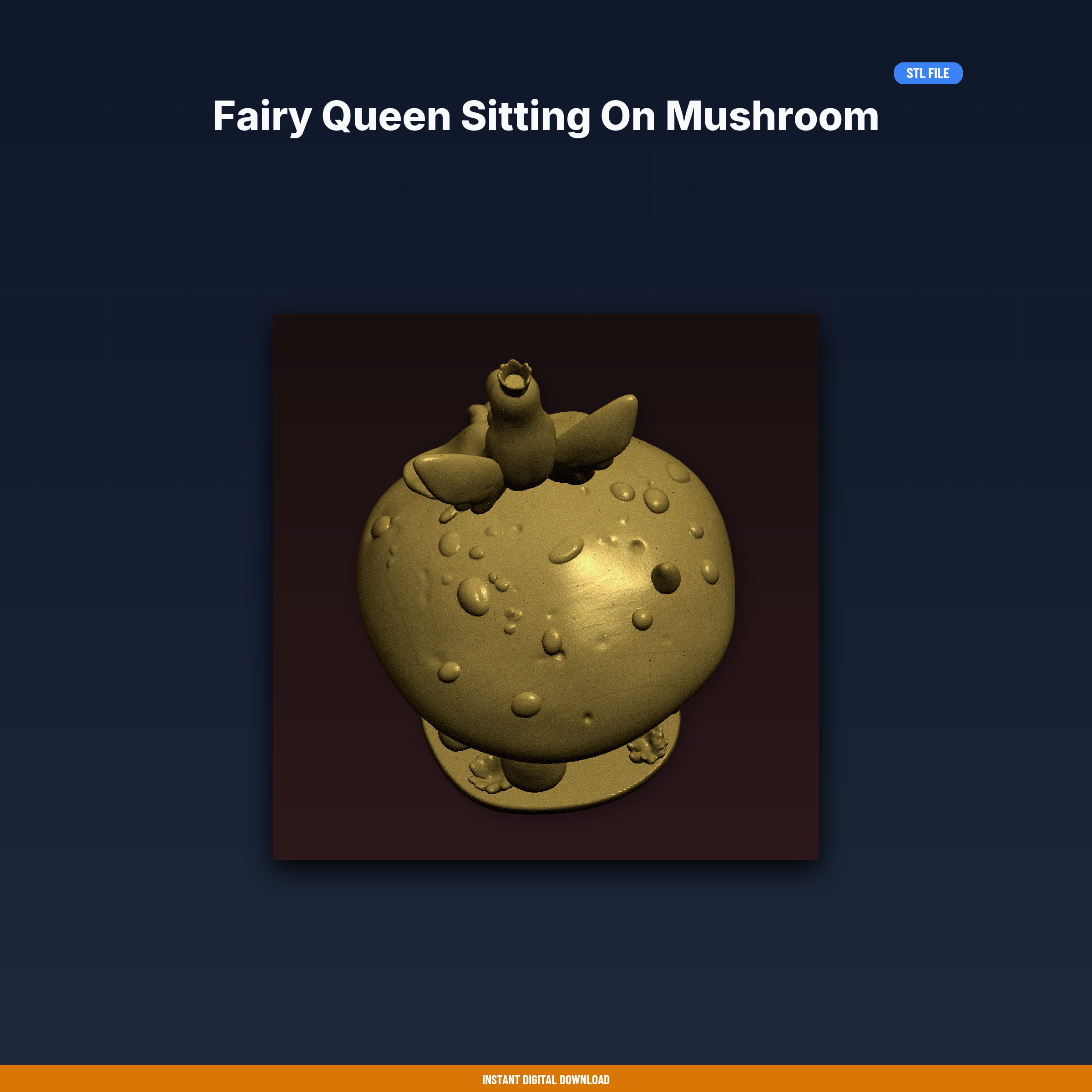 Fairy Queen Sitting On Mushroom - 3D Printable STL File