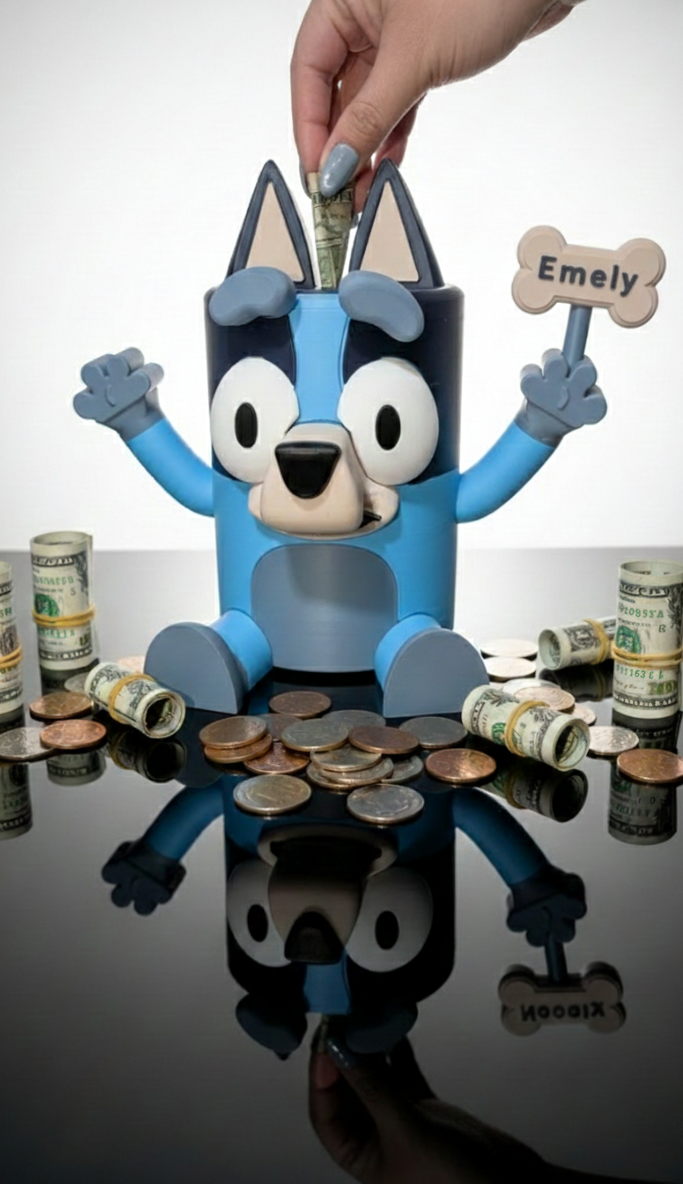 Bluey inspired piggy bank multipart ( NO AMS )