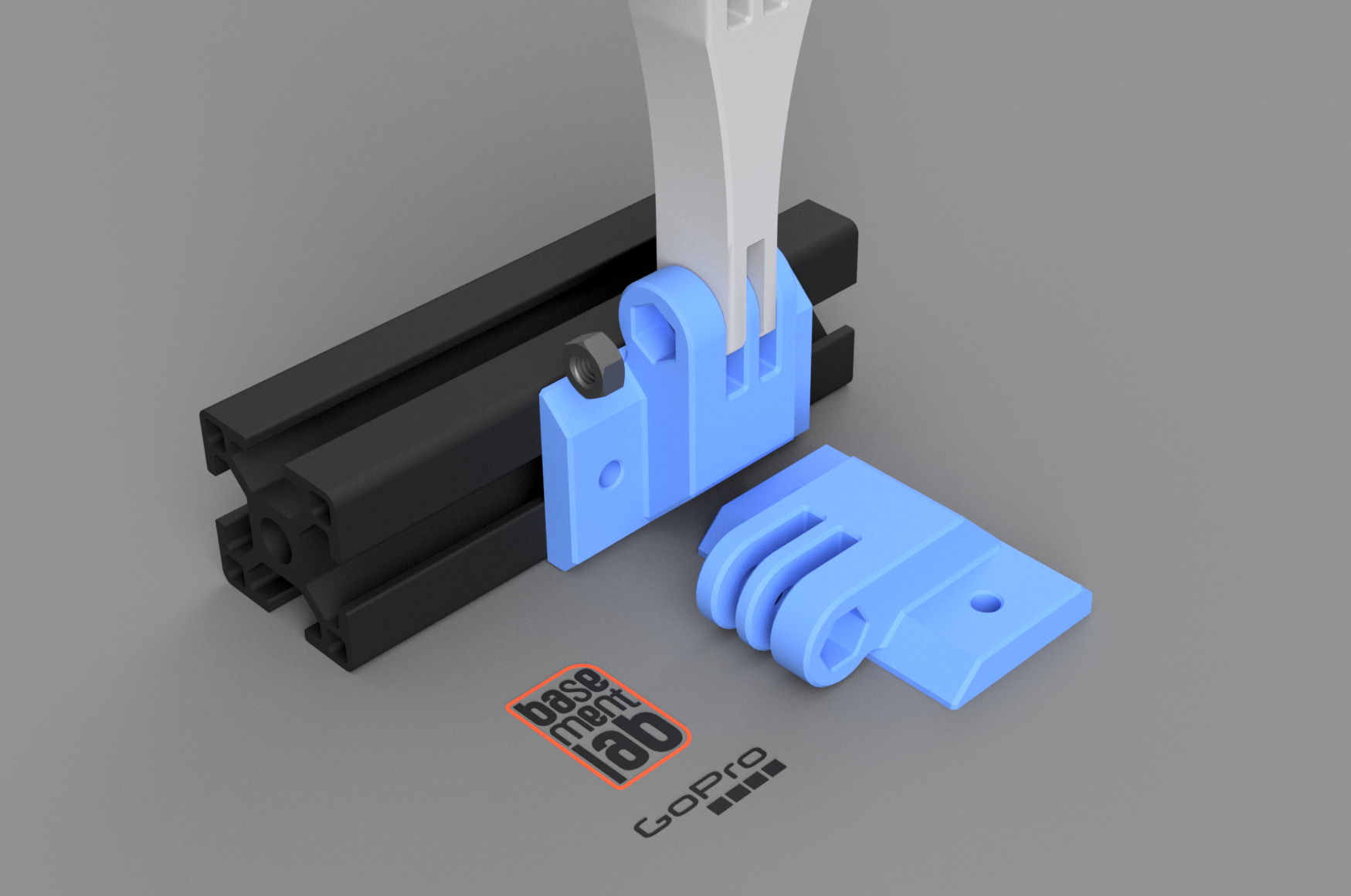 GoPro Mount / Webcam mount for 3030 Alu Profile / 3d Printer - Staffa montaggio per profilo 3030 / Stampante 3D — miniatura 2