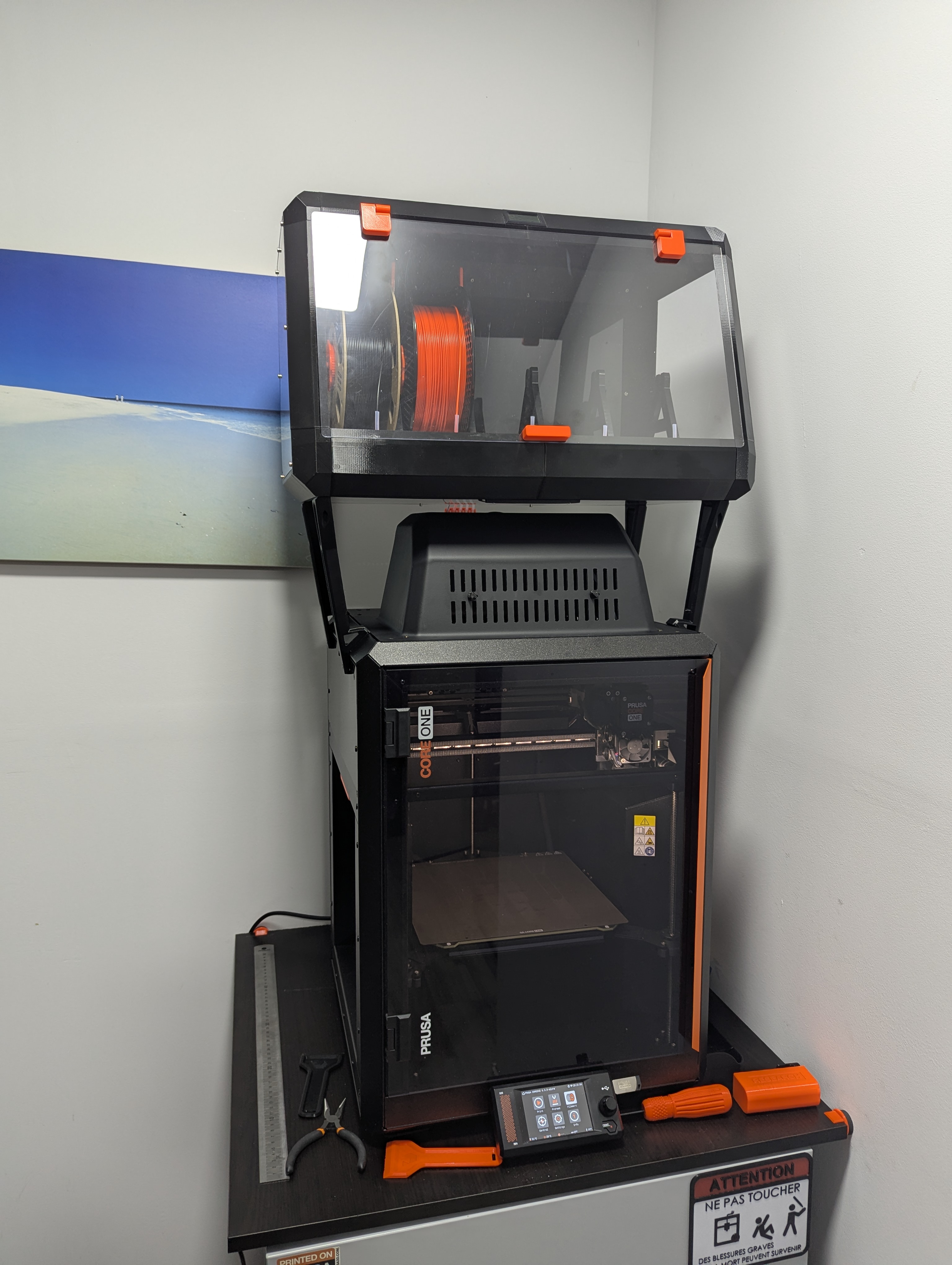 (un)original drybox holder  for Core One and MMU3 enclosed 3D model thumbnail