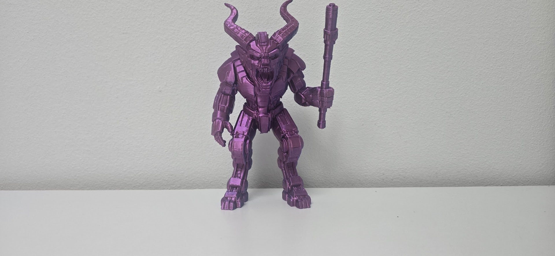 Purple Mecha Demon with Battle Mace Figurine