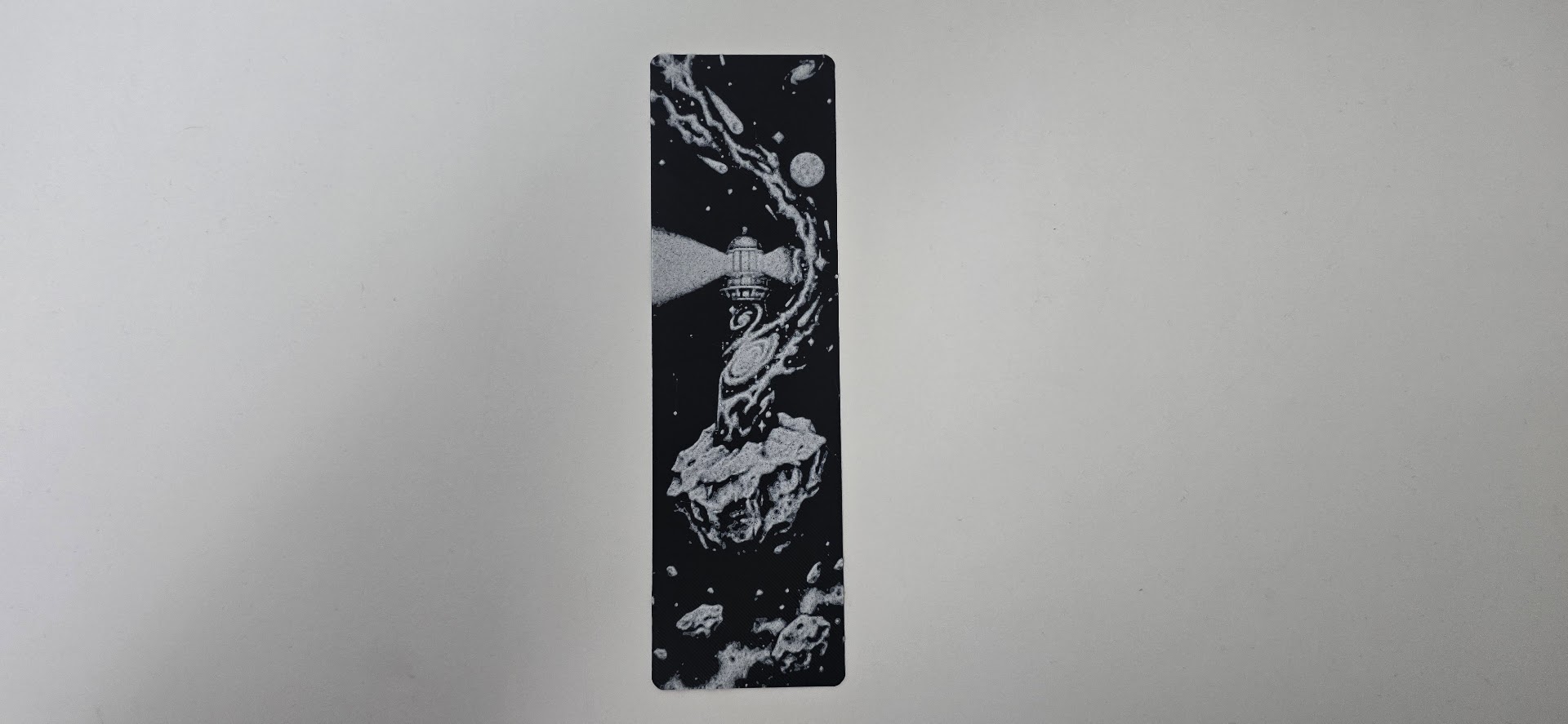 Monochrome Cosmic Lighthouse Asteroid Bookmark