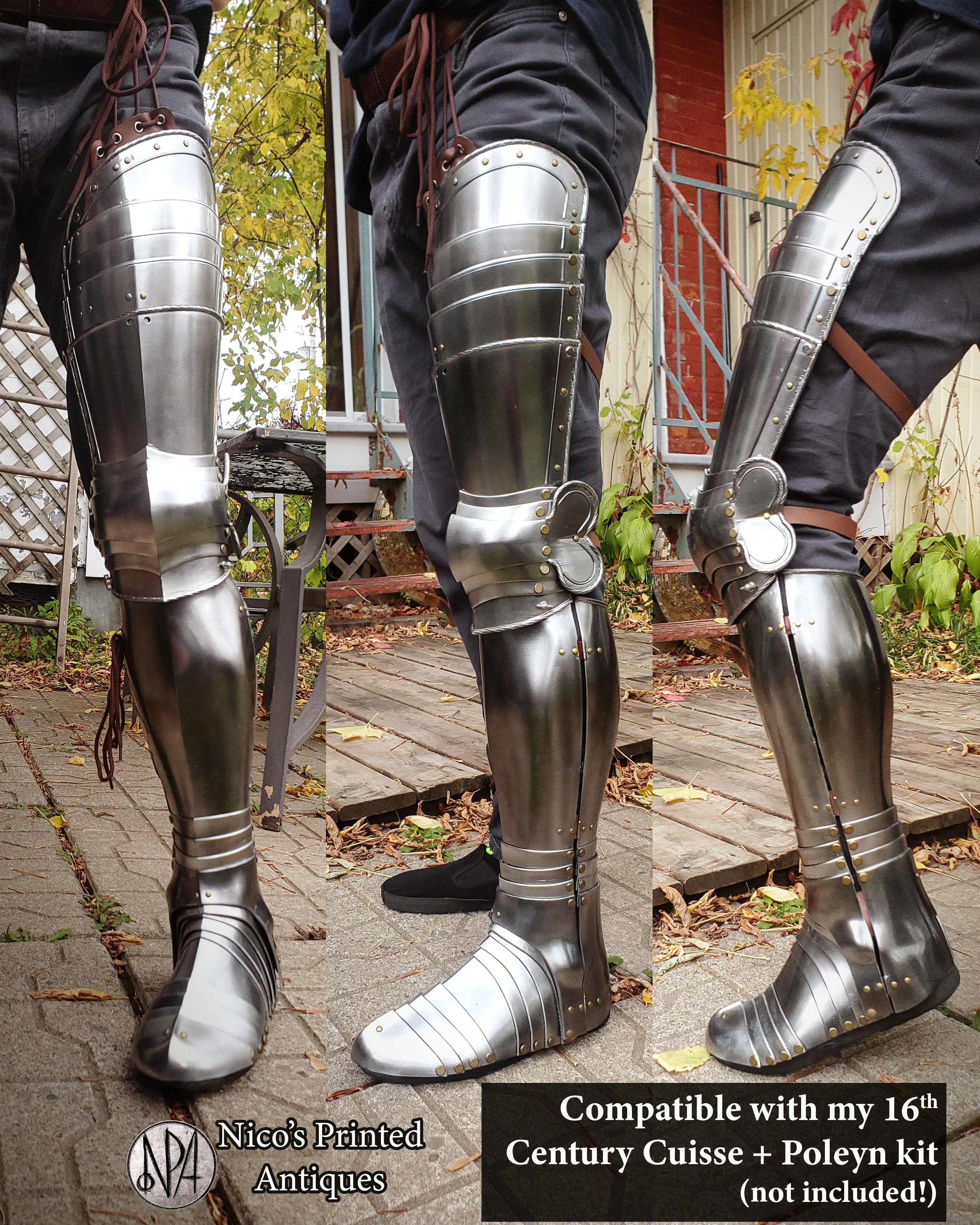 Wearable Greaves and Sabatons (16th Century Knight Armor for Legs and Feet) — miniatura 3