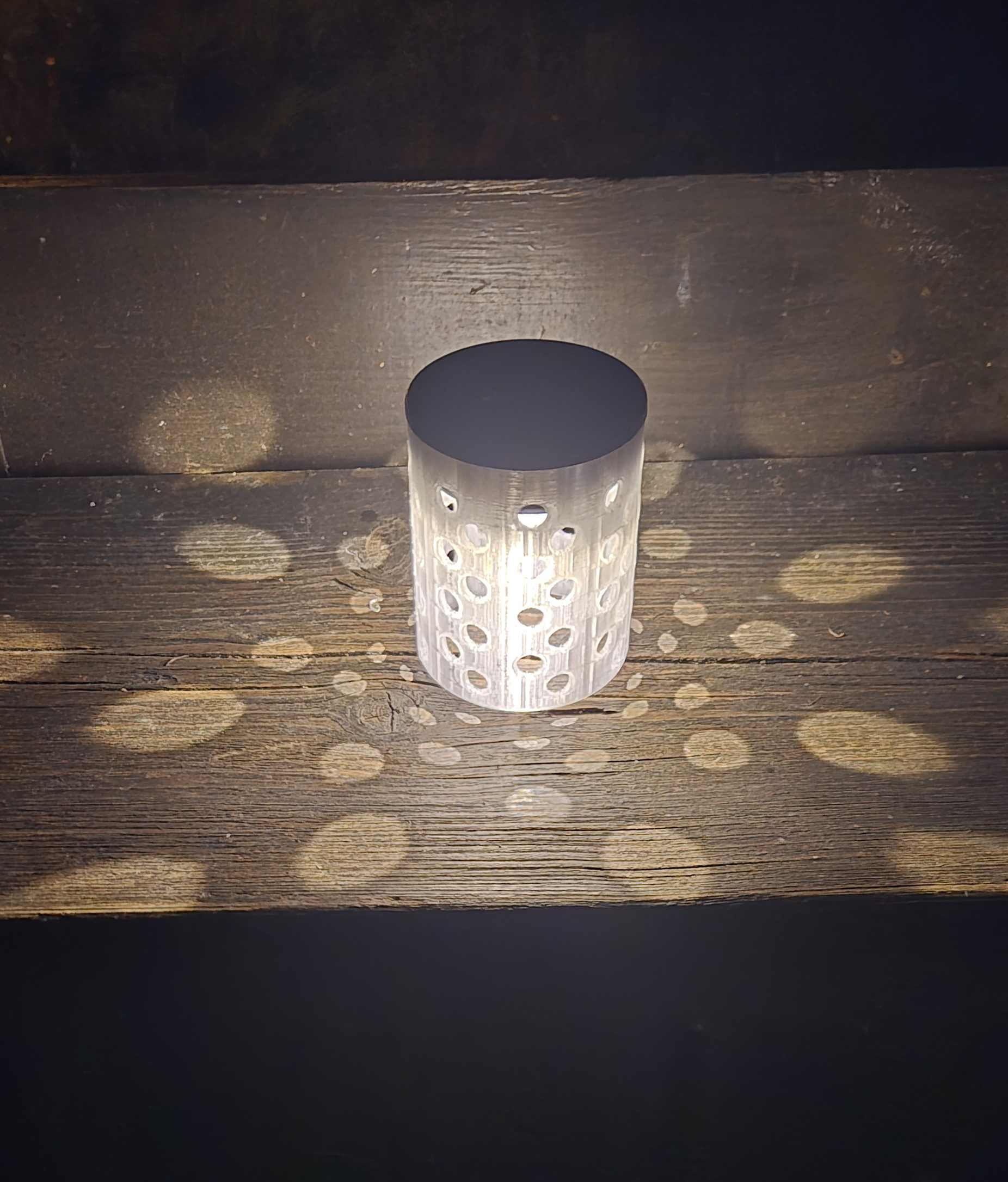 Einfache Solar LED Tischlampe mit runden Lichtpunkten