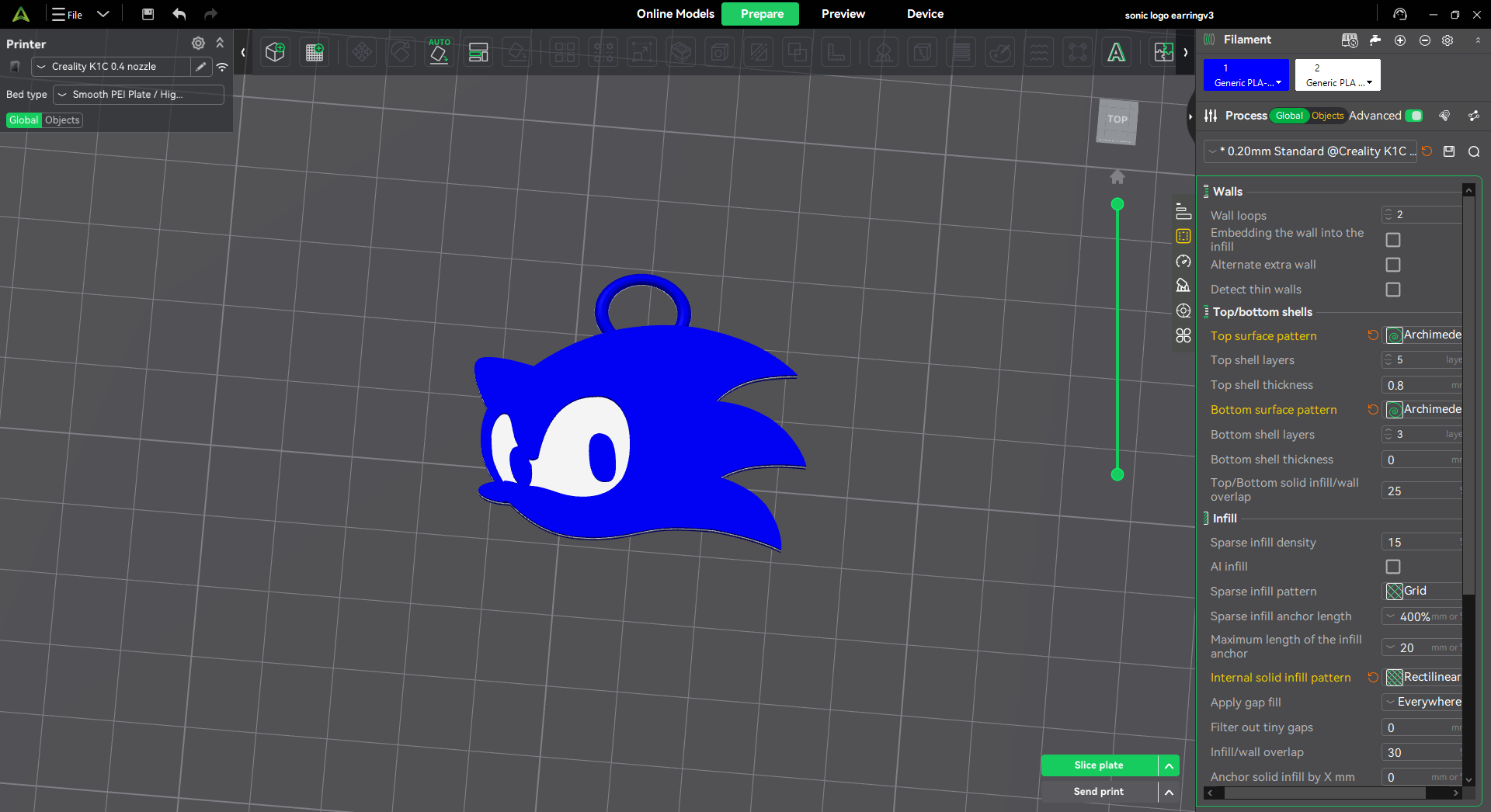 Sonic the Hedgehog Keychain and Earrings V3