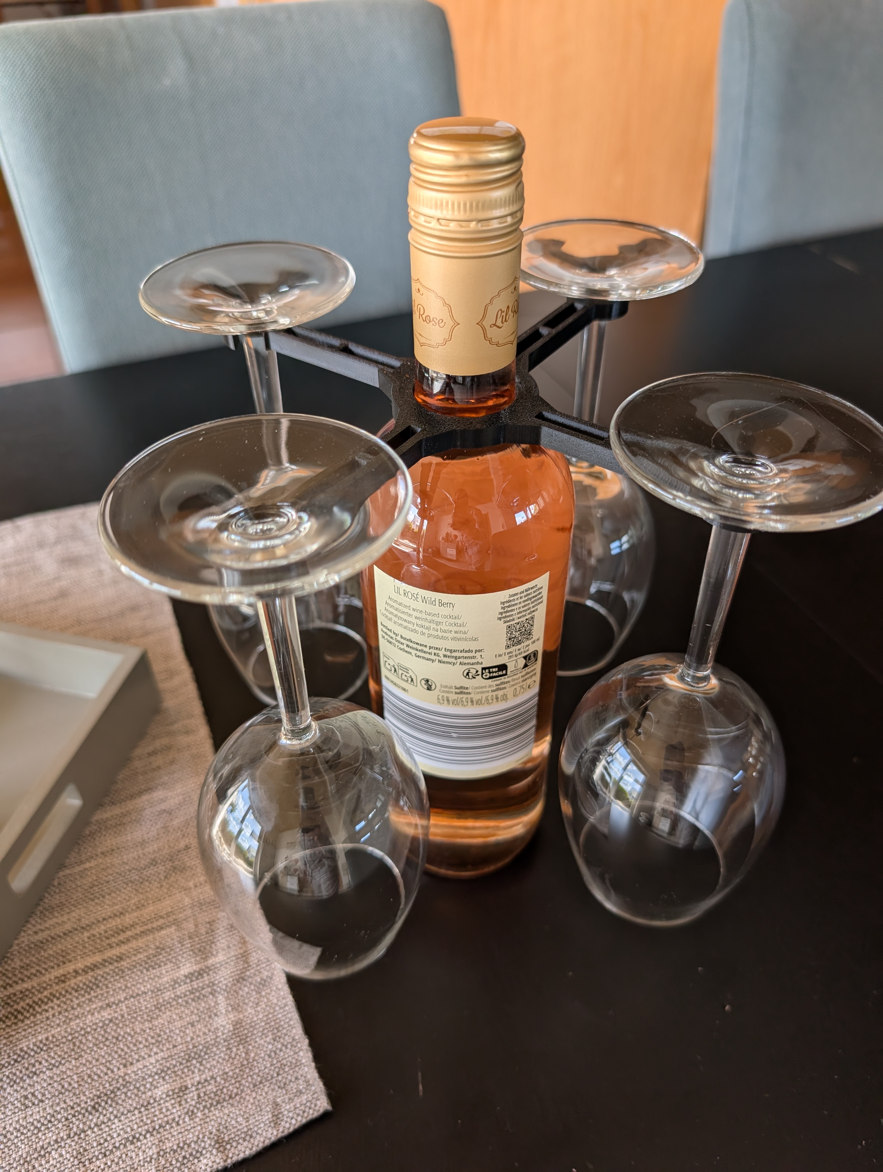 Wine glass bottle holder
