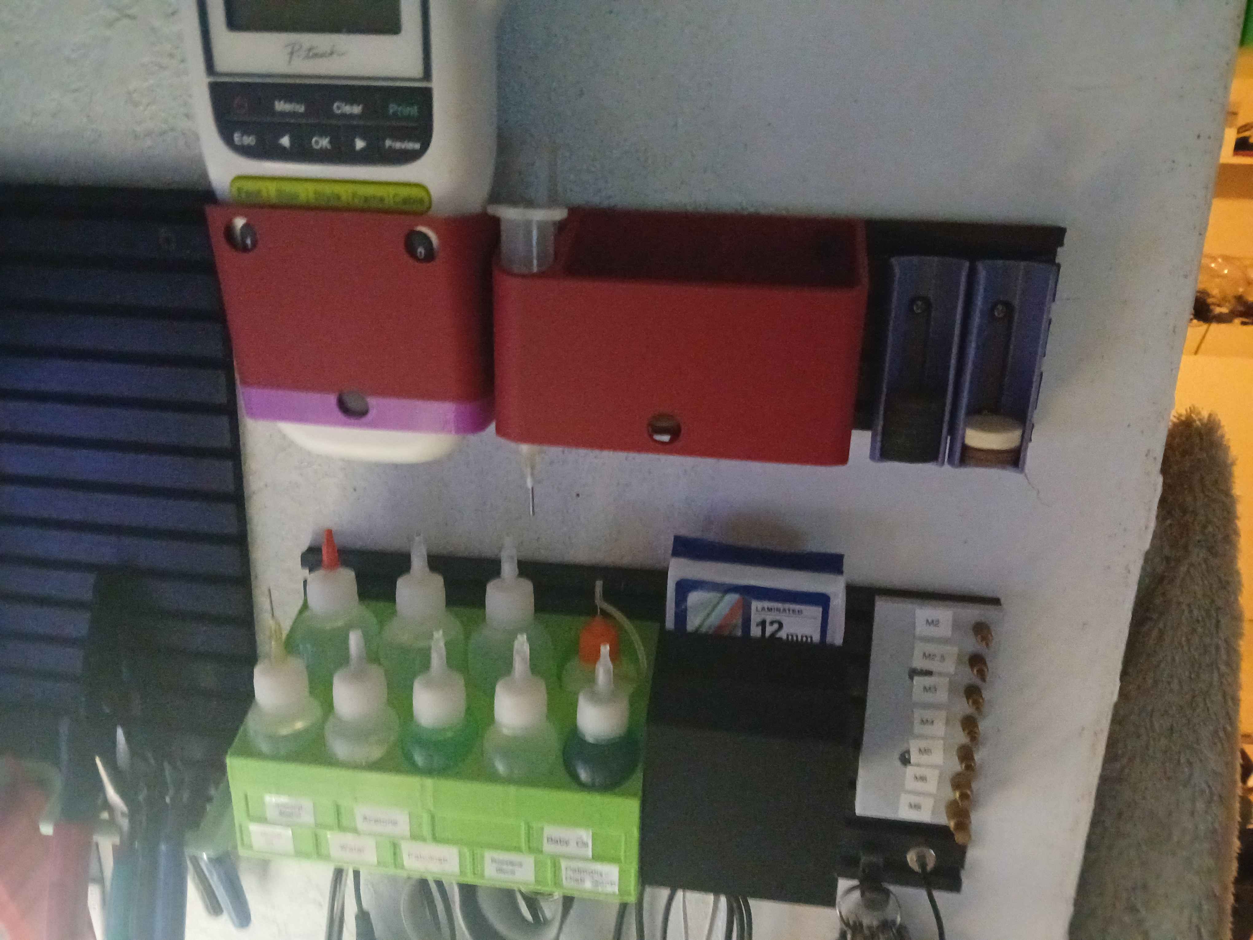 Assorted 20-series T-slot Mounted Workspace Organizers.