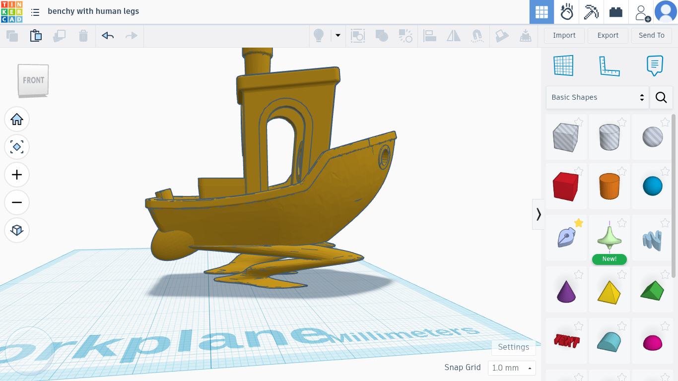 benchy with human legs