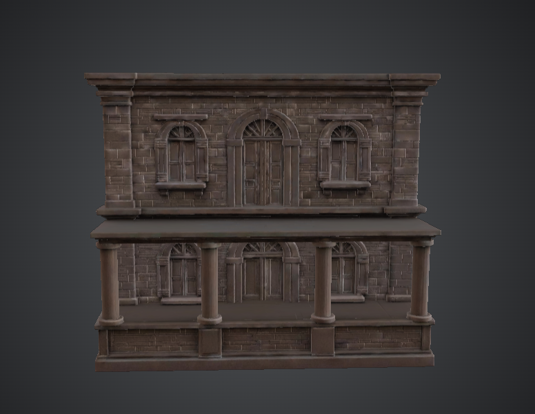 Two-Storey Stone Townhouse Facade – Classical Urban Building