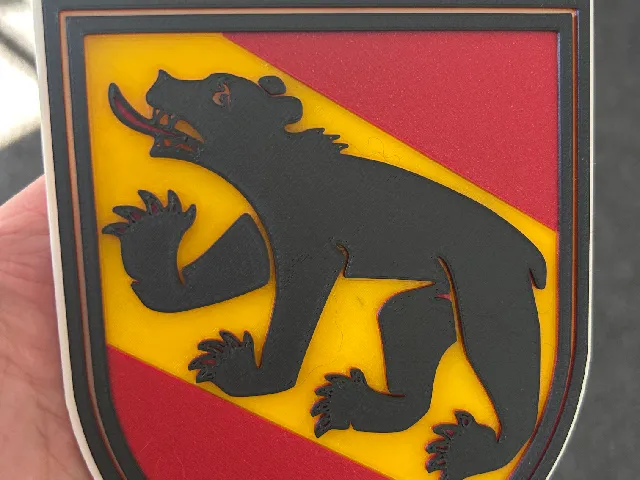 Bern (Switzerland) coat of arms 3D model with colour/layer changes for single filament printers