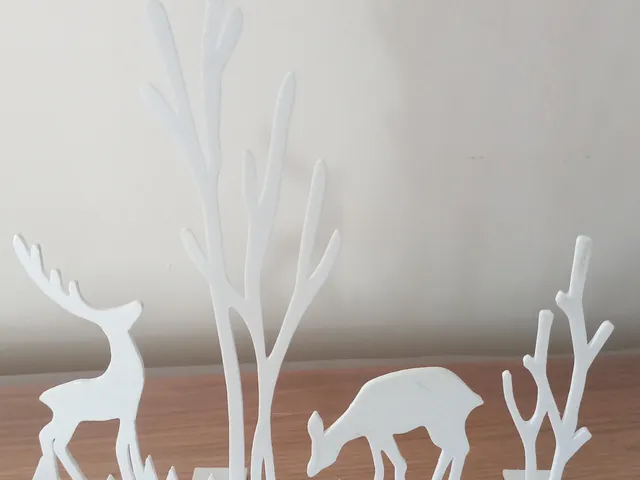 Scène hiver avec biche - décoration à poser