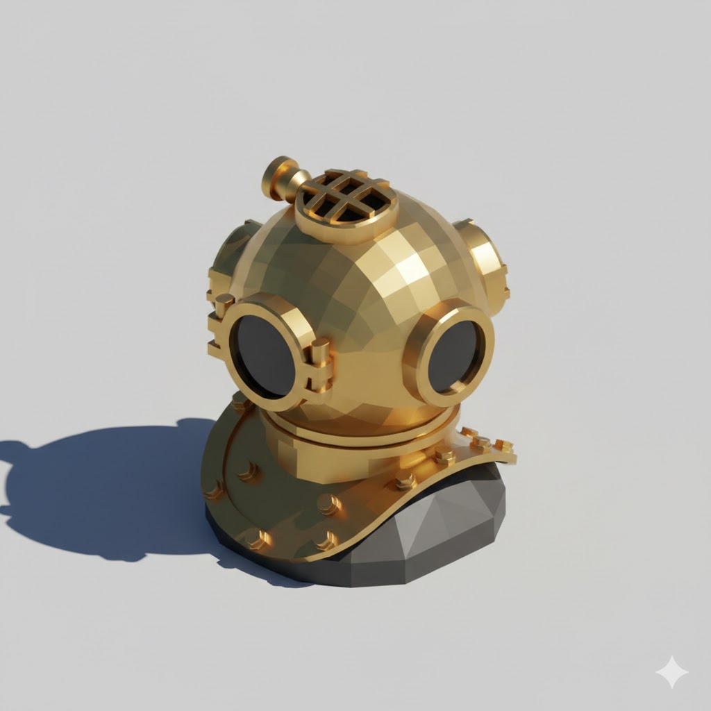 Low Poly Diving Helmet (Vintage)