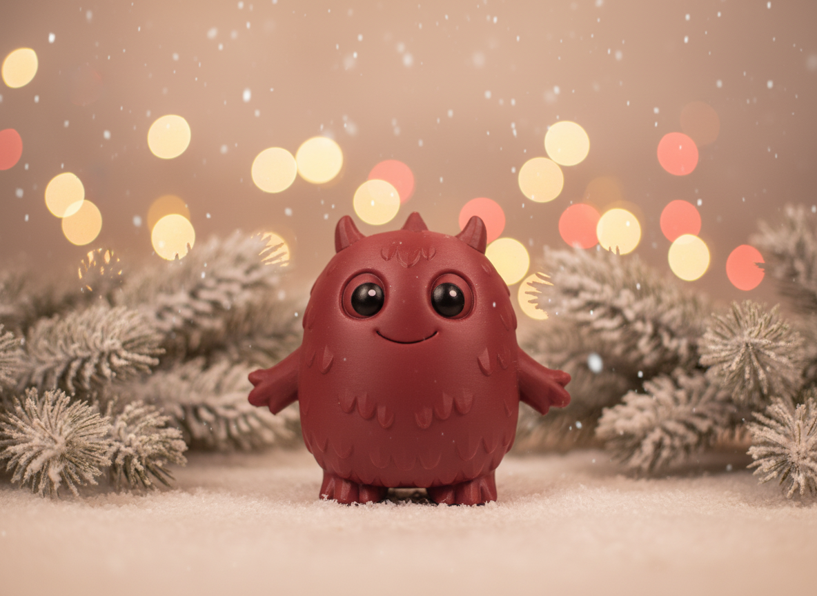 Smiling Furry Monster Hug Christmas Figure