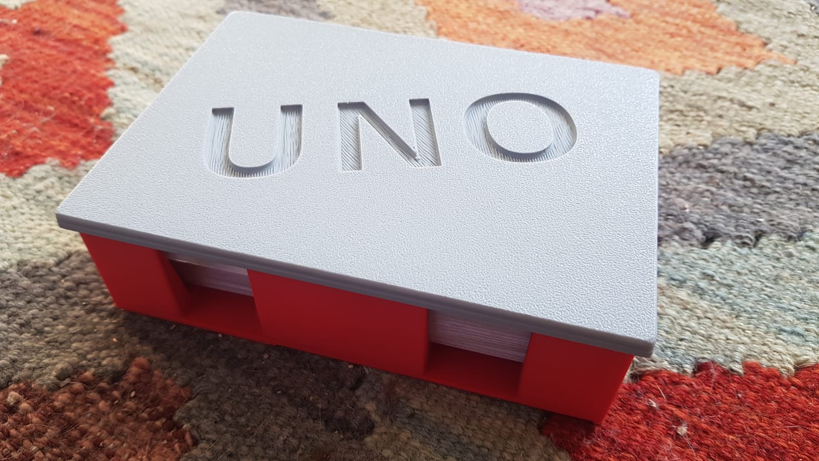 (No supports!) Lid with UNO for "Card Tray (Draw/Discard) for Uno, Five Crowns, Skip Bo etc."