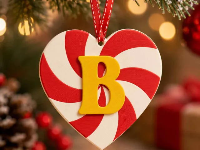 Monogram Peppermint Heart - Letter B