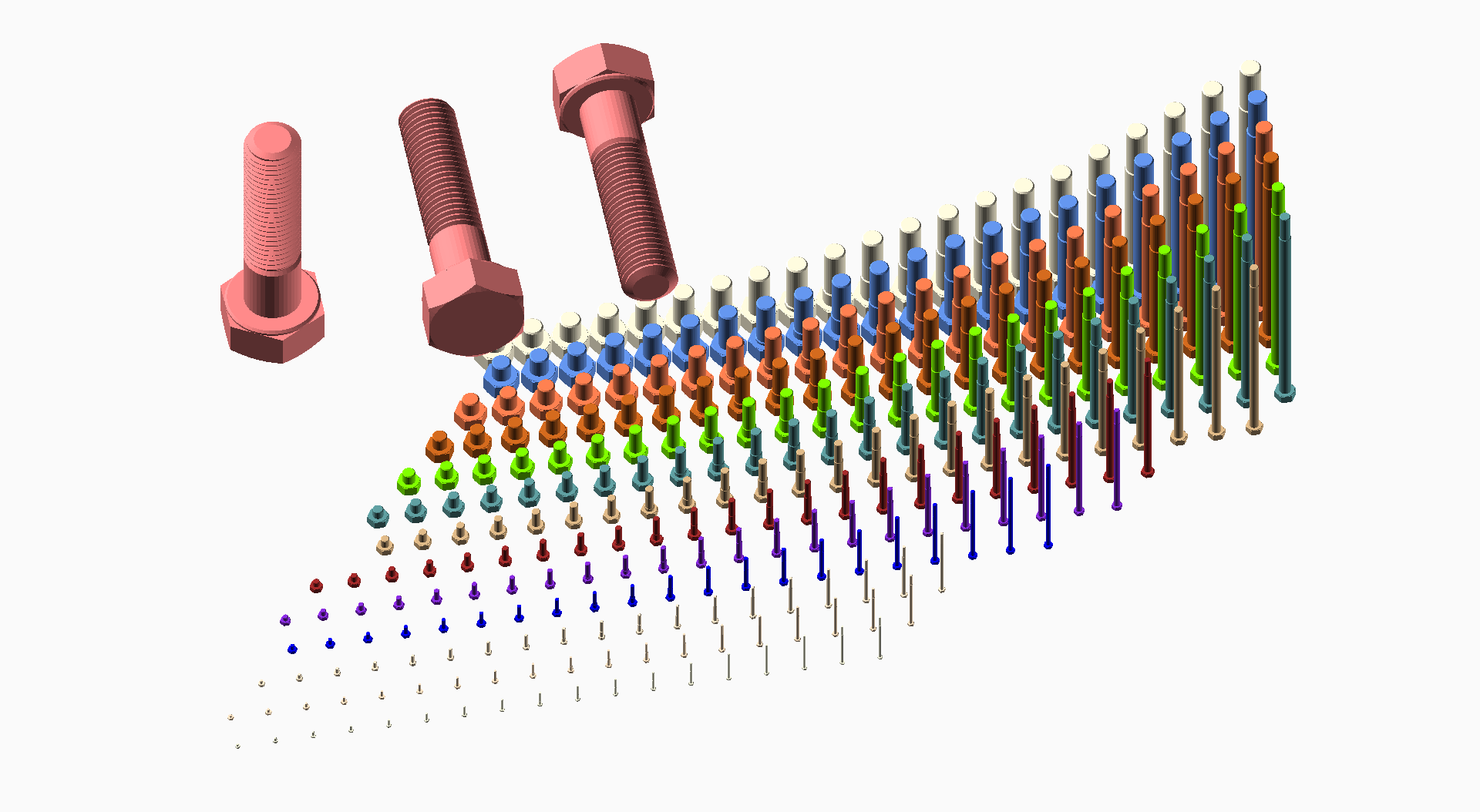 Hundreds of Metric Fine Pitch Hex Screw Bolts with Precise Threads M1.6 up to M64