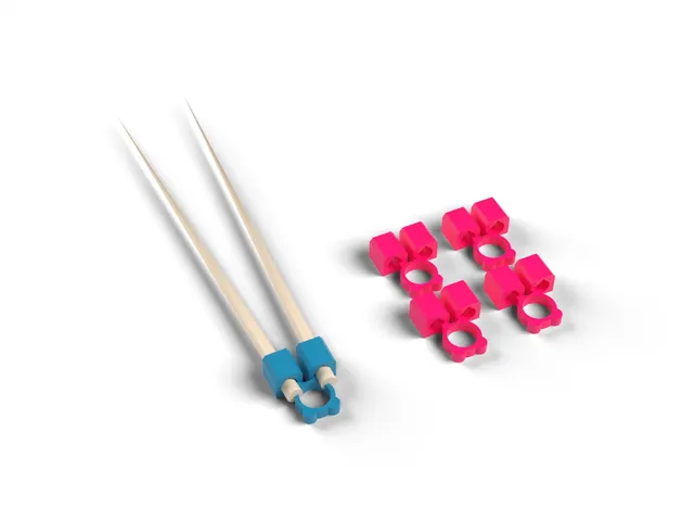 Chopstick Helper - Trainer Clip for Children and Beginners, Spring Loop, Four on a Plate (OpenSCAD)