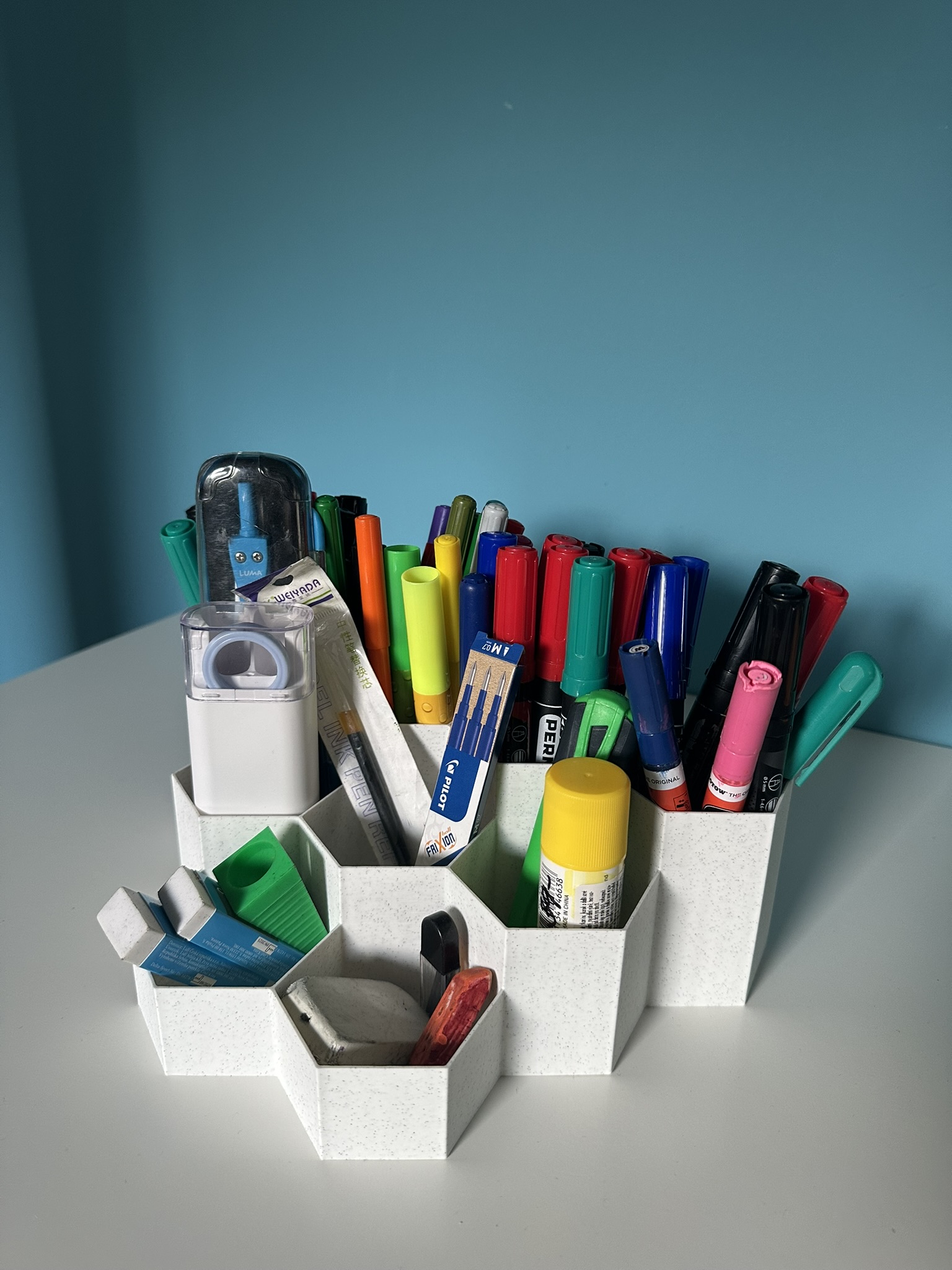 Tiered Hexagon Desk Organizer (Optimized & Scalable)