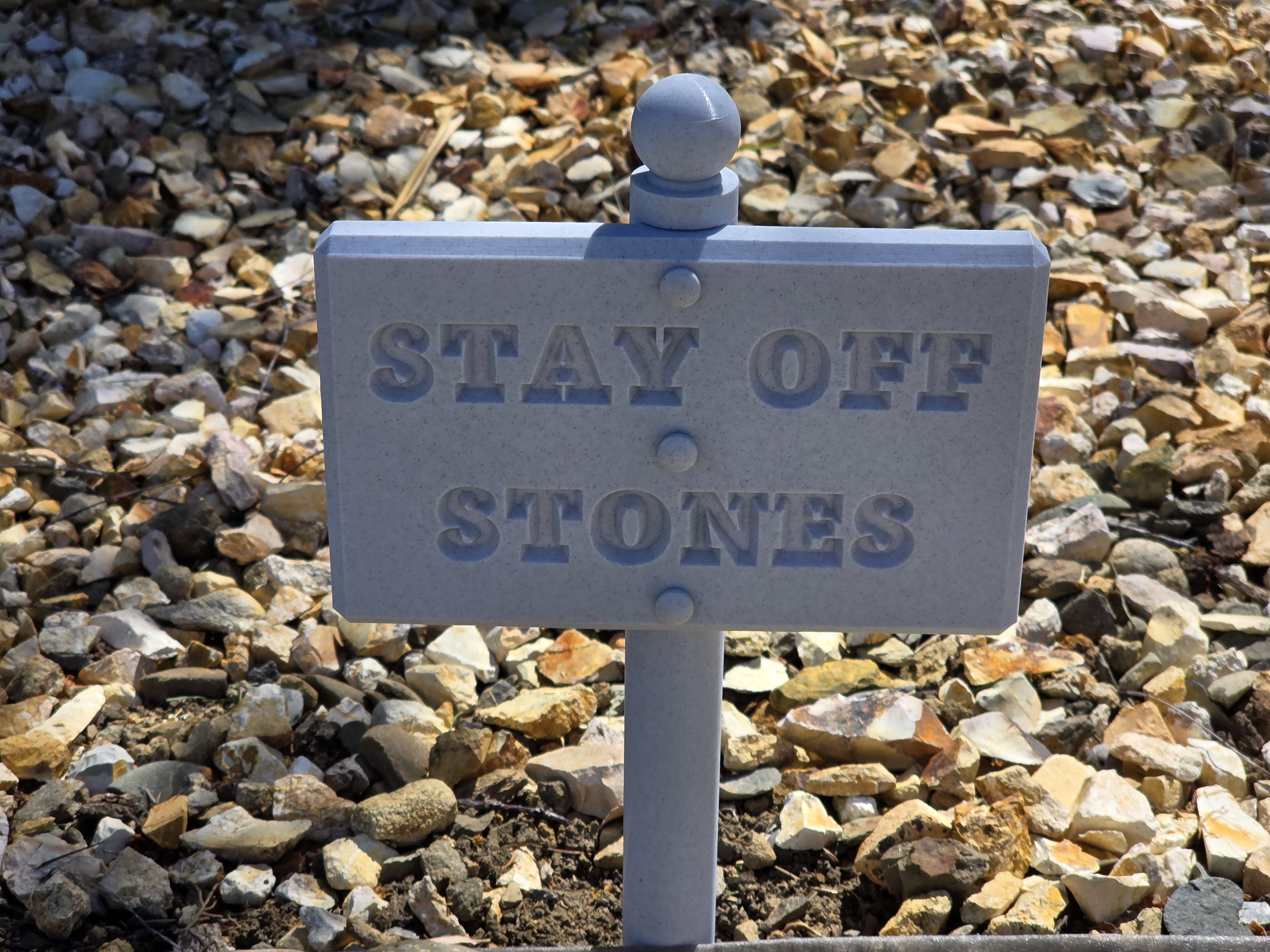 Stay Off Stones Artificial Marble Signage 3D model