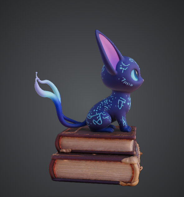 Arcane Familiar Cat on Spellbooks – Cute Magical Chibi — miniatura 2
