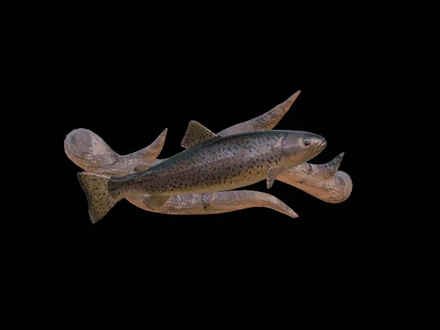Trout Sculpture on Branch Base