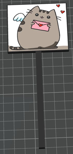 Pusheen with valentine letter potted plants