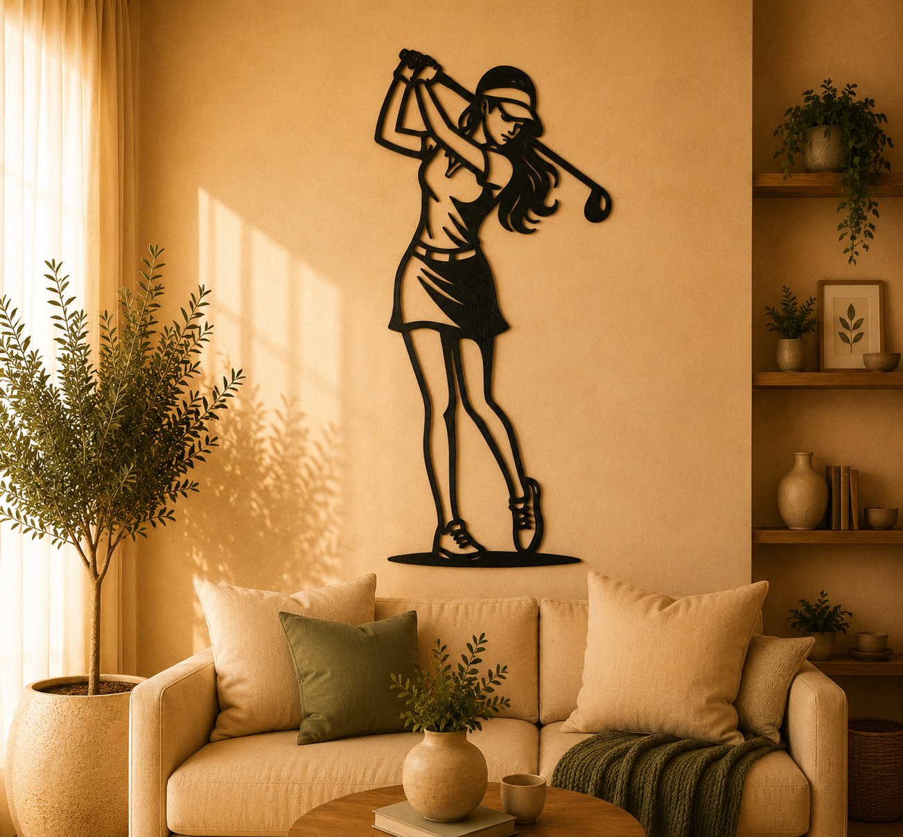 Female Golfer Silhouette 2D Wall Art