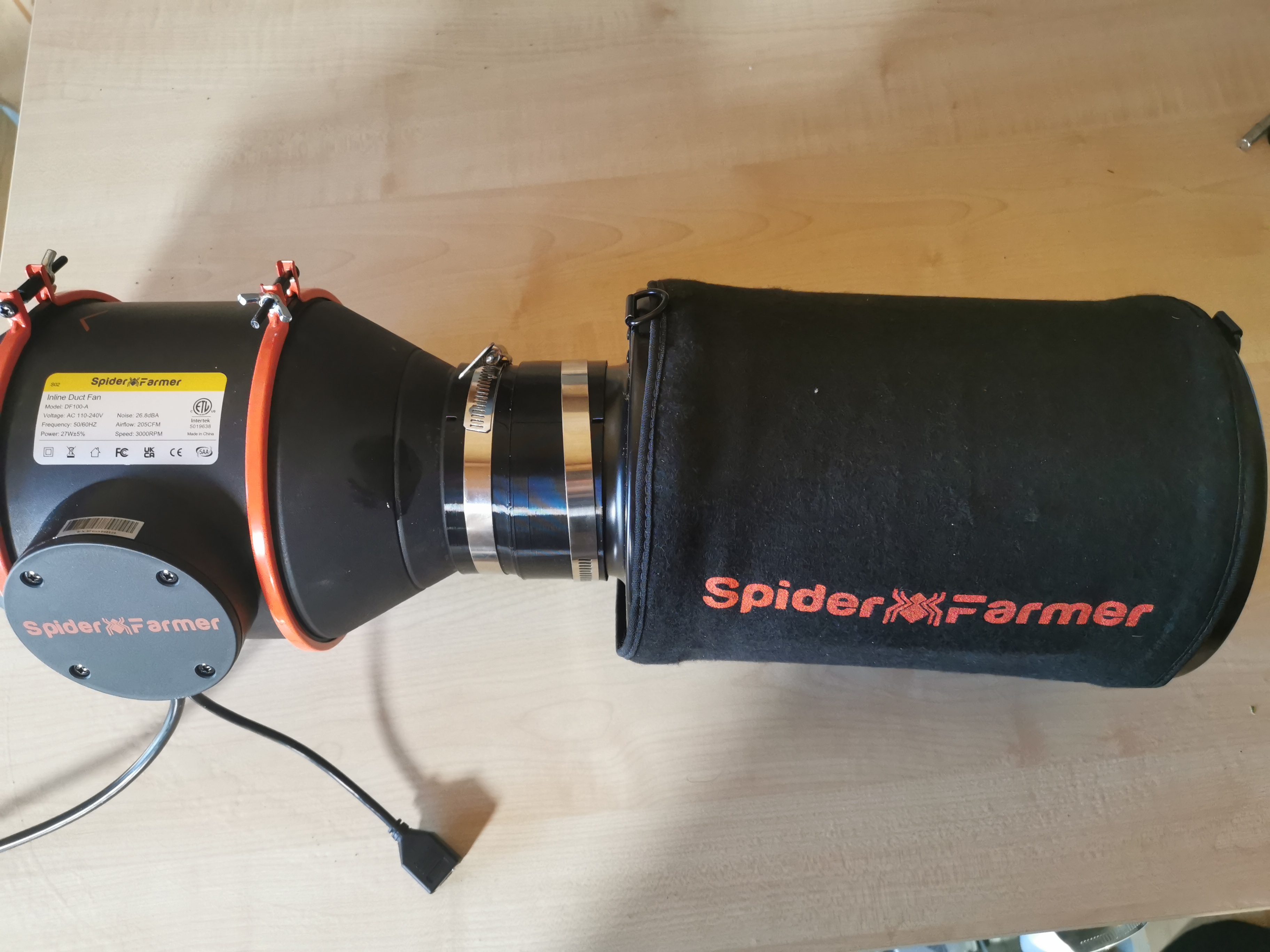 Noise-Damping Connector – Spider Farmer 4" Carbon Filter <-> 4" Fan